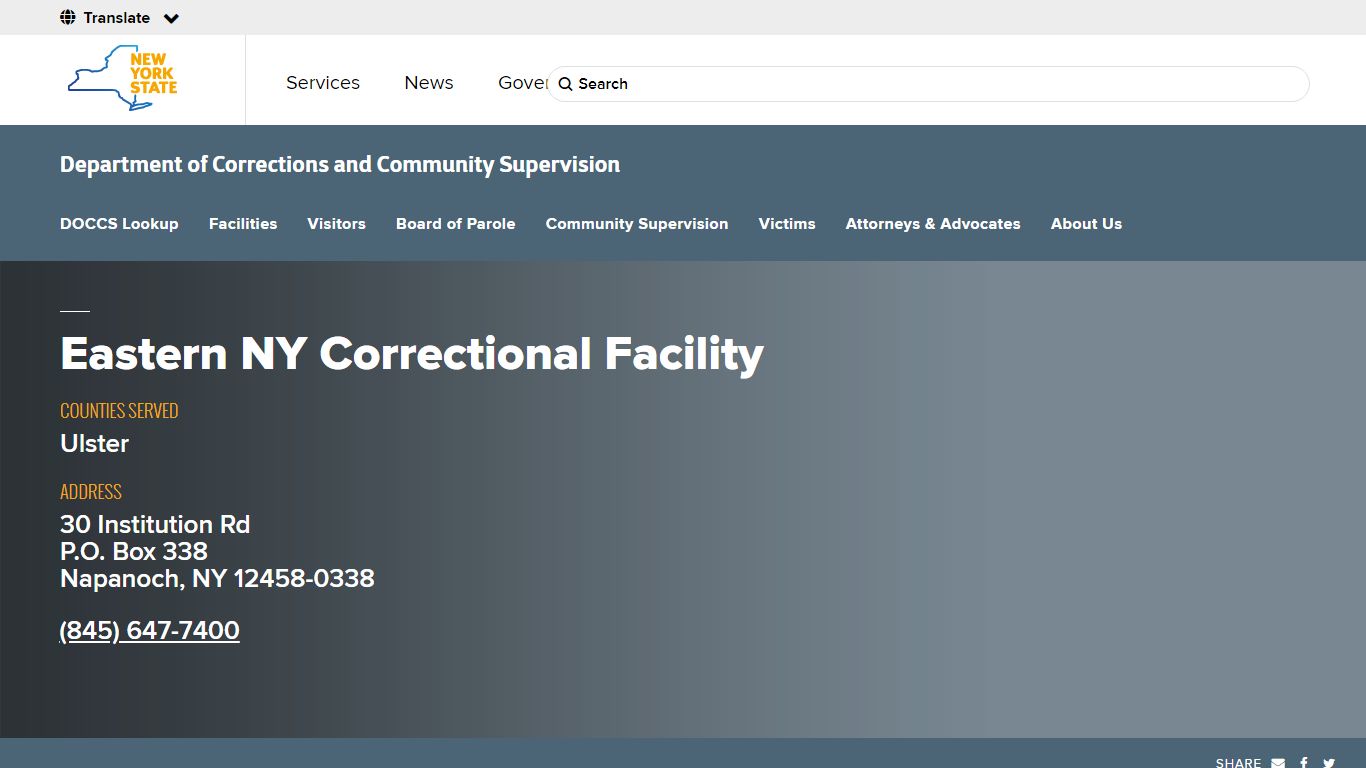 Eastern NY Correctional Facility | Department of Corrections and ...